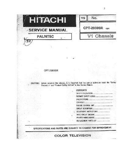 HITACHI CPT-2950SR S.M.